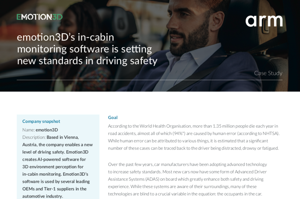 Arm Case Study: Emotion3D’s In-Cabin Monitoring Software Sets New Driving Safety Standards